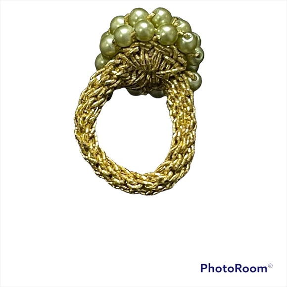 ❤️Vintage Handmade Beaded Cluster Ring - Picture 2 of 3